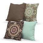Kit 4 Almofadas Decorativas Own Mandalas Marrom E Azul Claro