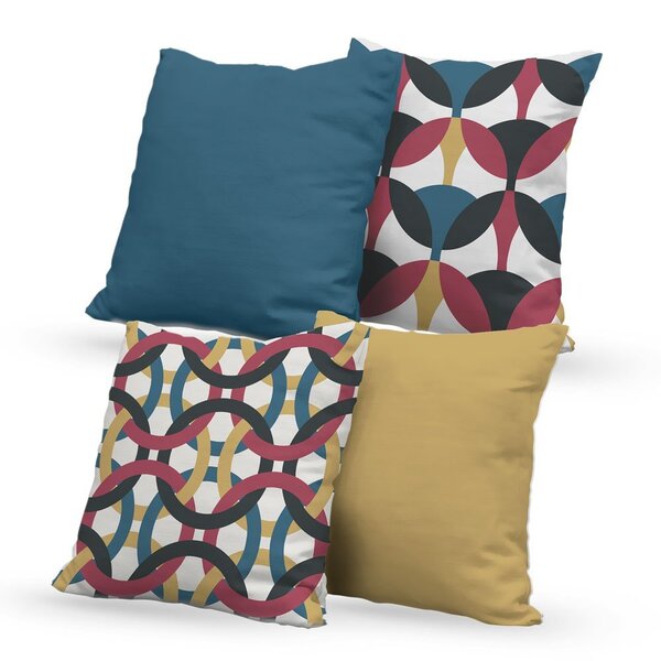 Kit 4 Almofadas Decorativas Own Mosaico Colorido - 45x45 Cm T