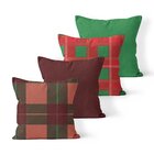 Kit 4 Almofadas Decorativas Own Natal Xadrez Bordô  - 45x45 Cm