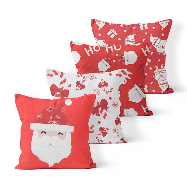 Kit 4 Almofadas Decorativas Own Papai Noel Vermelho - 45x45 Cm
