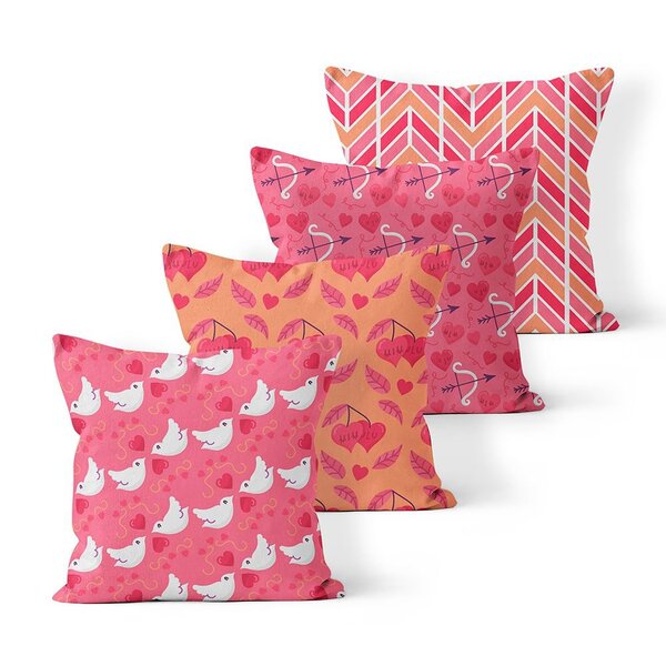 Kit 4 Almofadas Decorativas Own Pássaros E Corações - 45x45 Cm