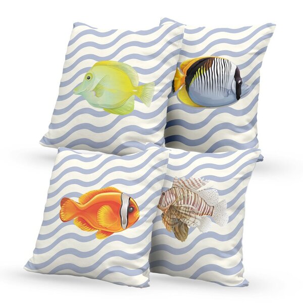 Kit 4 Almofadas Decorativas Own Peixes - 45x45 Cm Tecido Conf