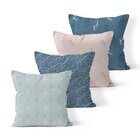 Kit 4 Almofadas Decorativas Own Ramos Fundo Rosa E Azul - 45x