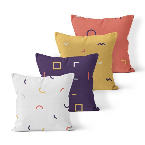 Kit 4 Almofadas Decorativas Own Roxa Estampa Quadrados - 45x4