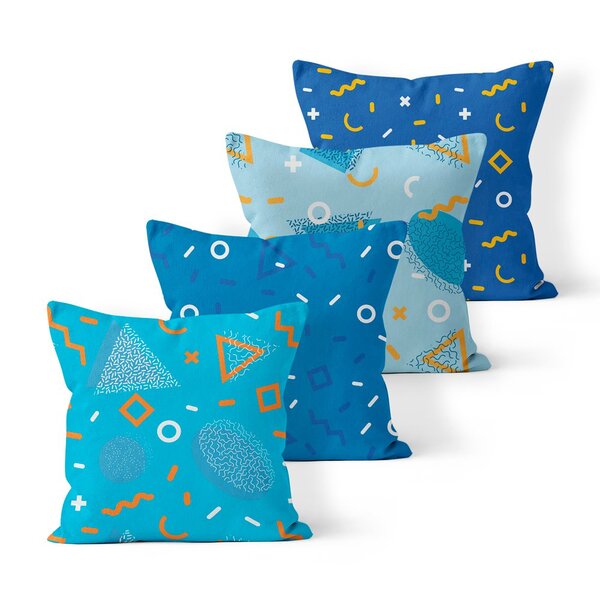Kit 4 Almofadas Decorativas Own Tons De Azul - 45x45 Cm