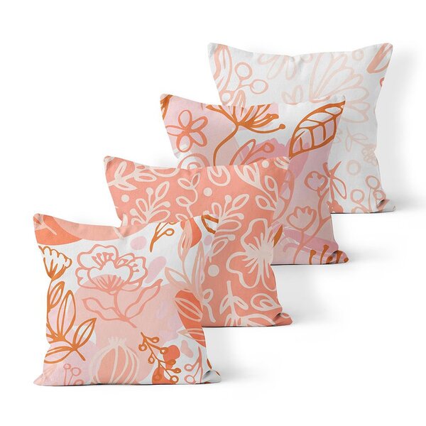 Kit 4 Almofadas Decorativas Own Tons De Rosas E Flores - 45x4