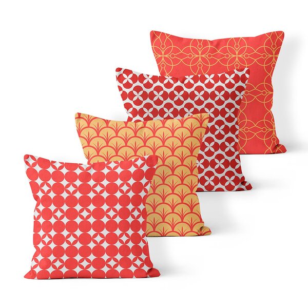 Kit 4 Almofadas Decorativas Own Vermelha Geométrica - 45x45 Cm