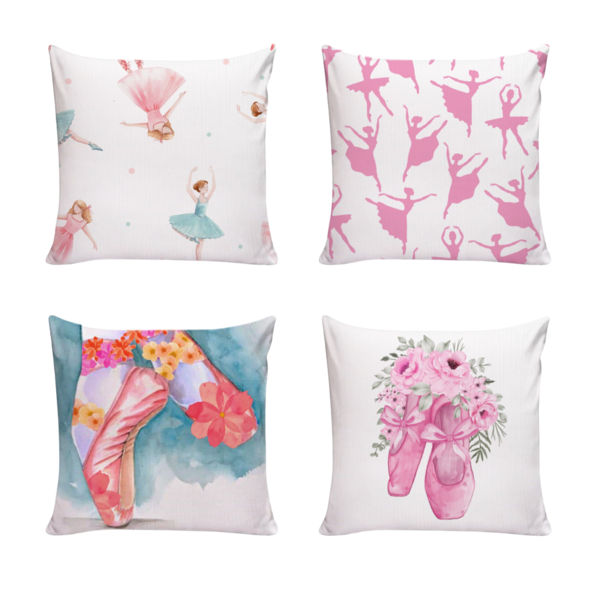 Kit 4 Almofadas Decorativas Para Sofá 40x40 Bailarinas Branco