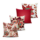 Kit 4 Almofadas Estampa Floral Grena E Bordô 45x45cm