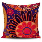 Kit 4 Almofadas Estampa Floral Lilas E Laranja 45x45cm