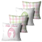 Kit 4 Almofadas Feliz Páscoa Xadrez