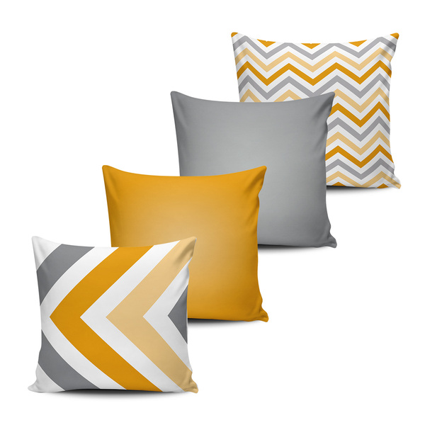 Kit 4 Almofadas Geometrica Clean Mellow Yellow 45x45cm