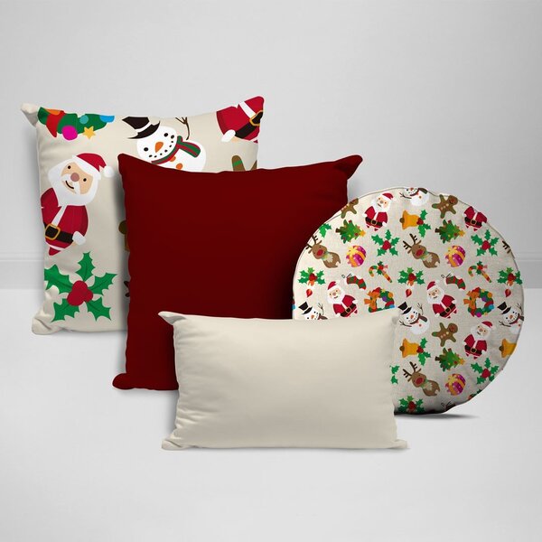 Kit 4 Almofadas Natal Divine Elementos Natalinos Minimalista