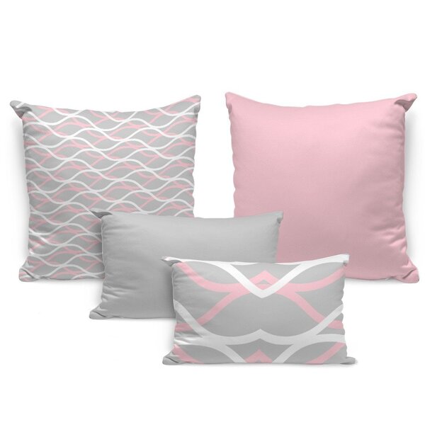 Kit 4 Almofadas Premium Abstrato Waves Único