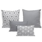 Kit 4 Almofadas Premium Geométrico Cinza Único