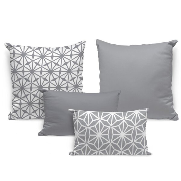 Kit 4 Almofadas Premium Geométrico Cinza Único