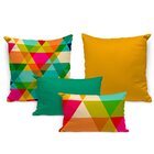 Kit 4 Almofadas Premium Triângulos Multicolor Único