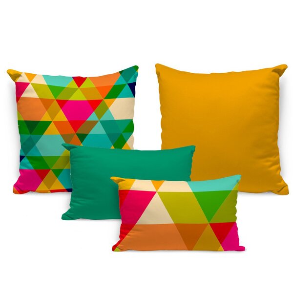 Kit 4 Almofadas Premium Triângulos Multicolor Único