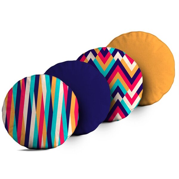Kit 4 Almofadas Redondas Elementos Multicolorido Único
