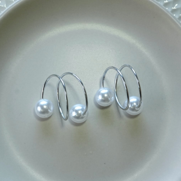 Kit 4 Anéis Guardanapo Pérola Duas Voltas Prata