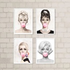 Kit 4 Artistas Bubble Gum Rosa 33x24cm - Com Vidro Moldura:ma