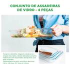 Kit 4 Assadeiras Retangulares De Vidro 1l- 1,6l- 2,2l E 3l
