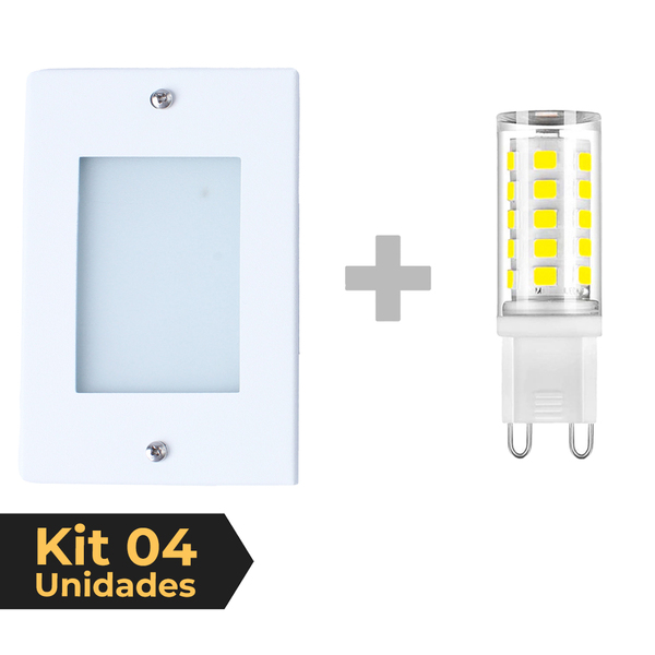 Kit 4 Balizador De Embutir Escada Parede Branco 4x2 Alumínio