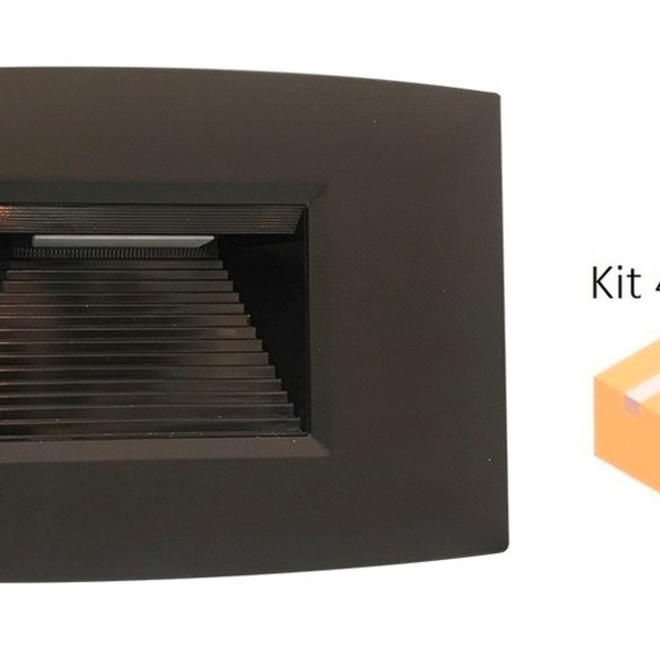 Kit 4 Balizadores Step 4x2 3000k Bivolt Preto Ip65