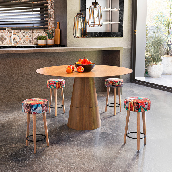 Kit 4 Bancos Banqueta Gourmet Decorativa Paris Tecido Suede R