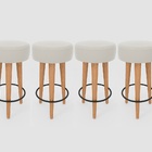 Kit 4 Banqueta Alta Cozinha 70cm Estofada Off-white Madeira M