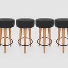 Kit 4 Banqueta Alta Cozinha 70cm Estofada Preto  Madeira Maci