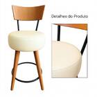 Kit 4 Banqueta Alta Cozinha Estofada Off-white Com Encosto Ma