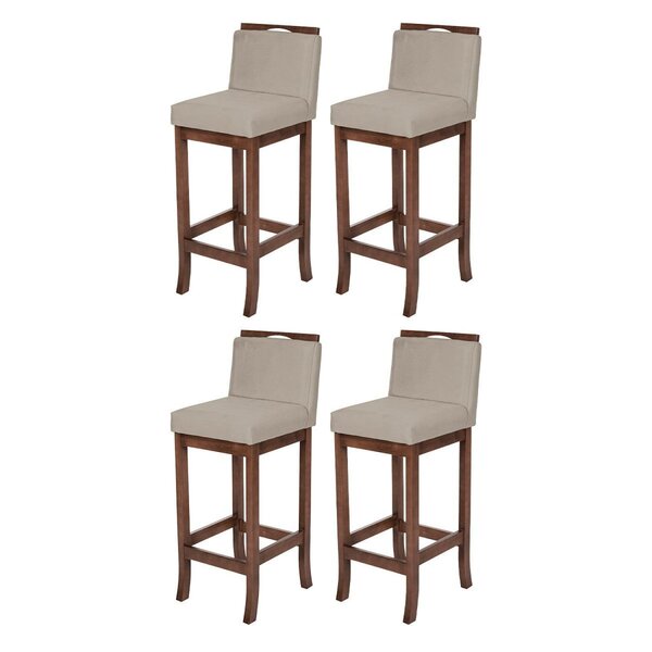 Kit 4 Banqueta Alta Em Madeira Maciça Capuccino