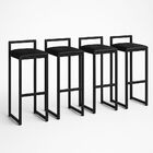 Kit 4 Banqueta Alta Ferro Cozinha Corino Bancada Gourmet Preto