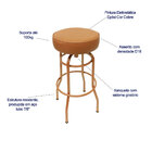 Kit 4 Banqueta Altura 65cm Bar Giratória Cor Cobre Assento Co