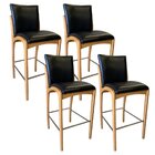 Kit 4 Banqueta Aura Alta Madeira Maciça E Courino Preto Desig