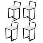 Kit 4 Banqueta Baixa Para Cozinha Preta Industrial Assento Es