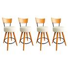 Kit 4 Banqueta Média Cozinha Estofada Off-white Com Encosto M