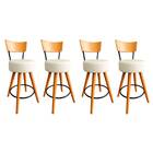 Kit 4 Banqueta Média Cozinha Estofada Off-white Com Encosto M