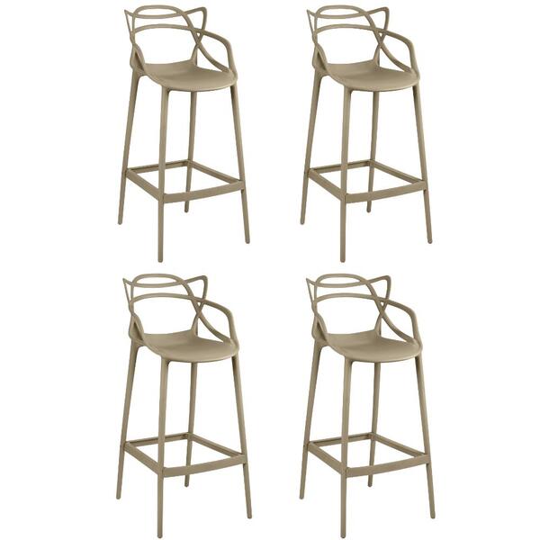 Kit 4 Banquetas Allegra Com Encosto Design Cozinha/bancada -