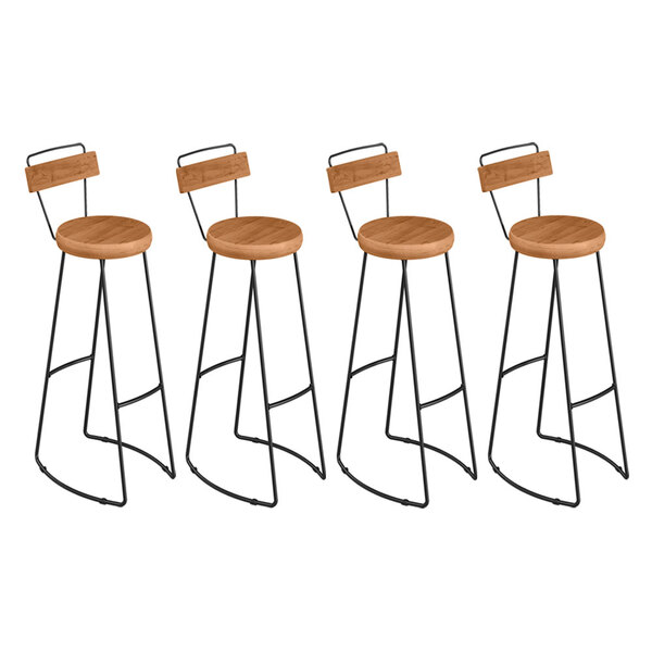 Kit 4 Banquetas Alta Astra Com Encosto Base Metálica - Pallaz