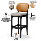 Kit 4 Banquetas Alta Bar Cozinha Jantar Betta L02 Preto Courí