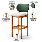 Kit 4 Banquetas Alta Bar Cozinha Sala Jantar Betta L02 Imbuia