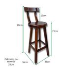 Kit 4 Banquetas Alta Bistrô De Madeira Com Encosto Bancada Id