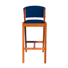 Kit 4 Banquetas Alta De Madeira Com Encosto Veludo Azul Ana I