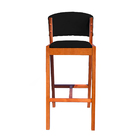 Kit 4 Banquetas Alta De Madeira Com Encosto Veludo Preto Ana