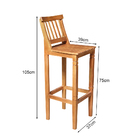 Kit 4 Banquetas Alta De Madeira Maciça Ripada Com Encosto Con