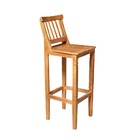 Kit 4 Banquetas Alta De Madeira Maciça Ripada Com Encosto Con