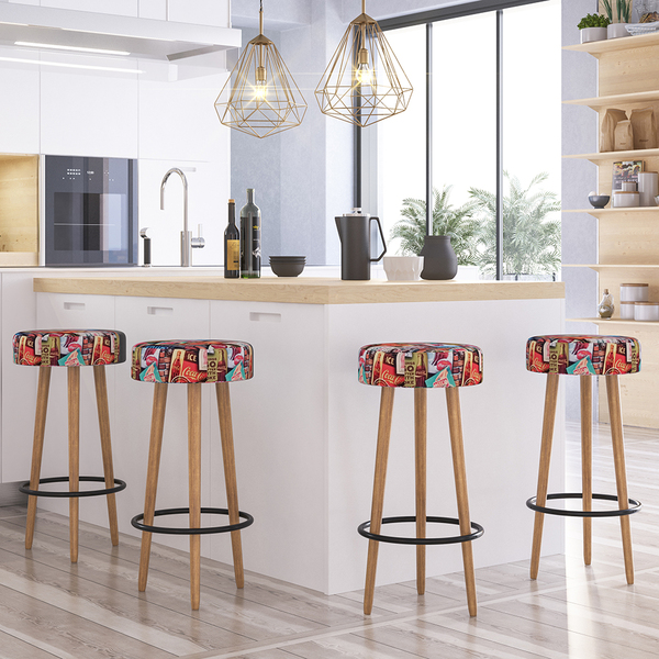 Kit 4 Banquetas Alta Decorativa Londres Tecido Suede Retrô -b