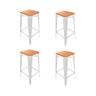 Kit 4 Banquetas Alta Industrial Bistrô Iron Tolix Sem Encosto